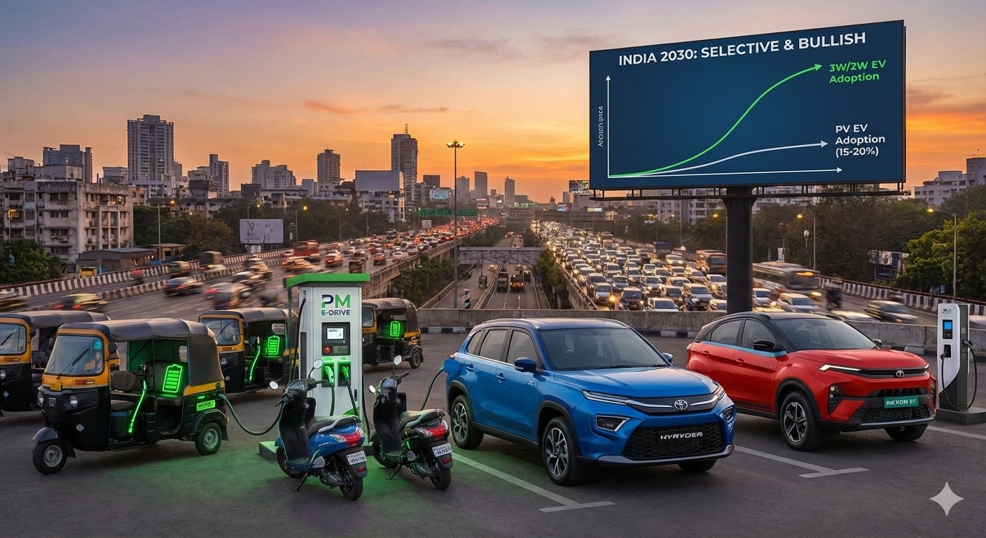 EV Adoption India 2030 — Why Only 15% of Cars Will Go Electric (And That's Bullish)